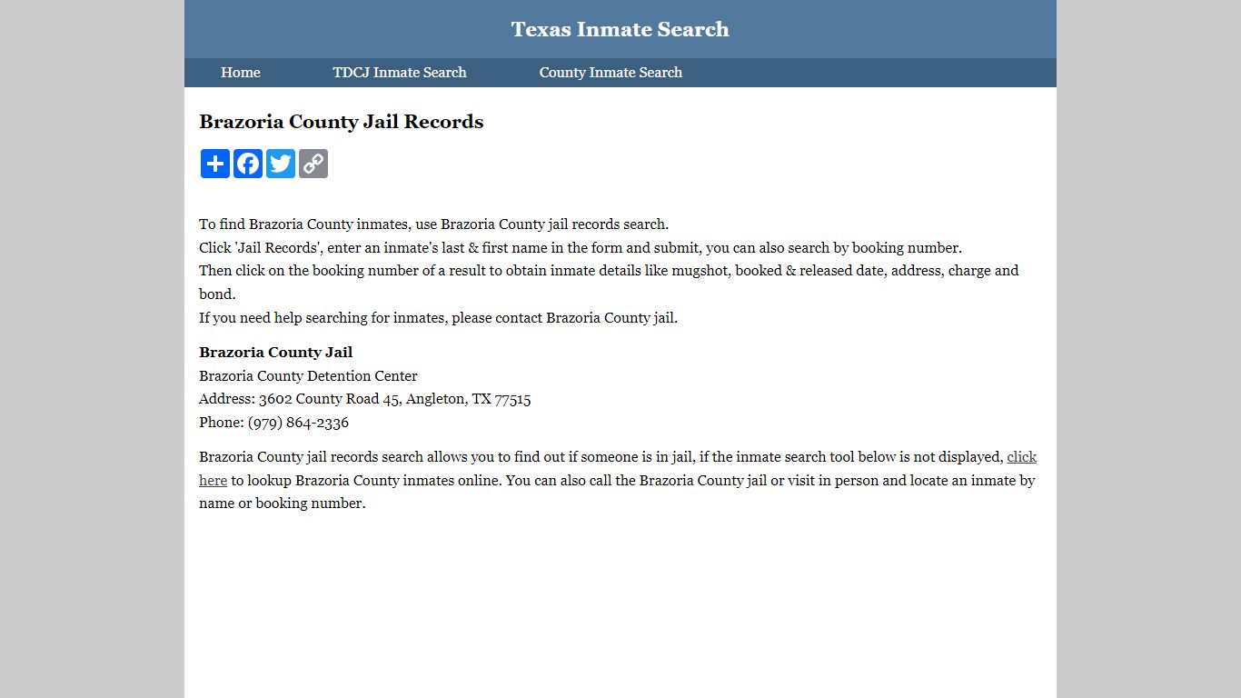 Brazoria County Jail Records