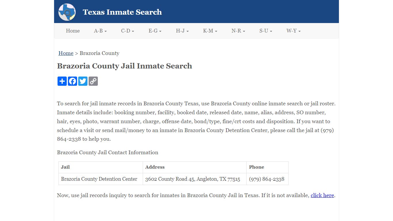 Brazoria County Jail Inmate Search